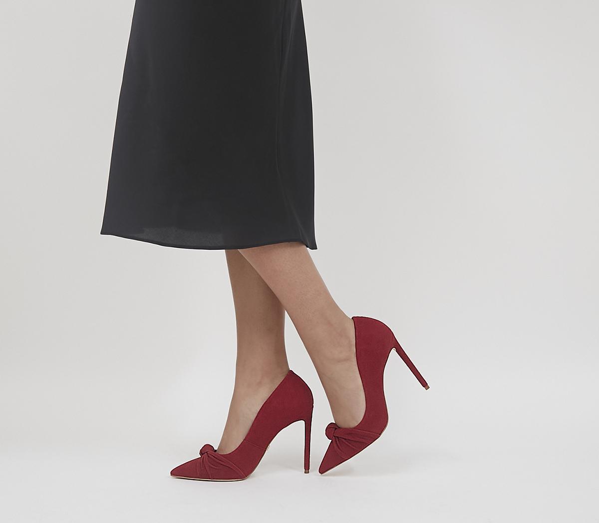 OfficeHarlingen Knot Detail Pointed Court High HeelsRed Suede