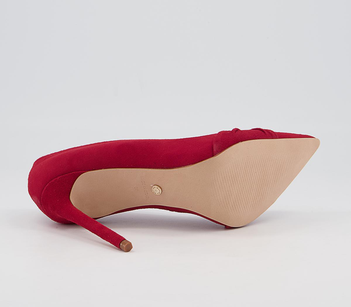 Office Harlingen Knot Detail Pointed Court High Heels Office Harlingen Knot Detail Pointed Court High Heels Red Suede