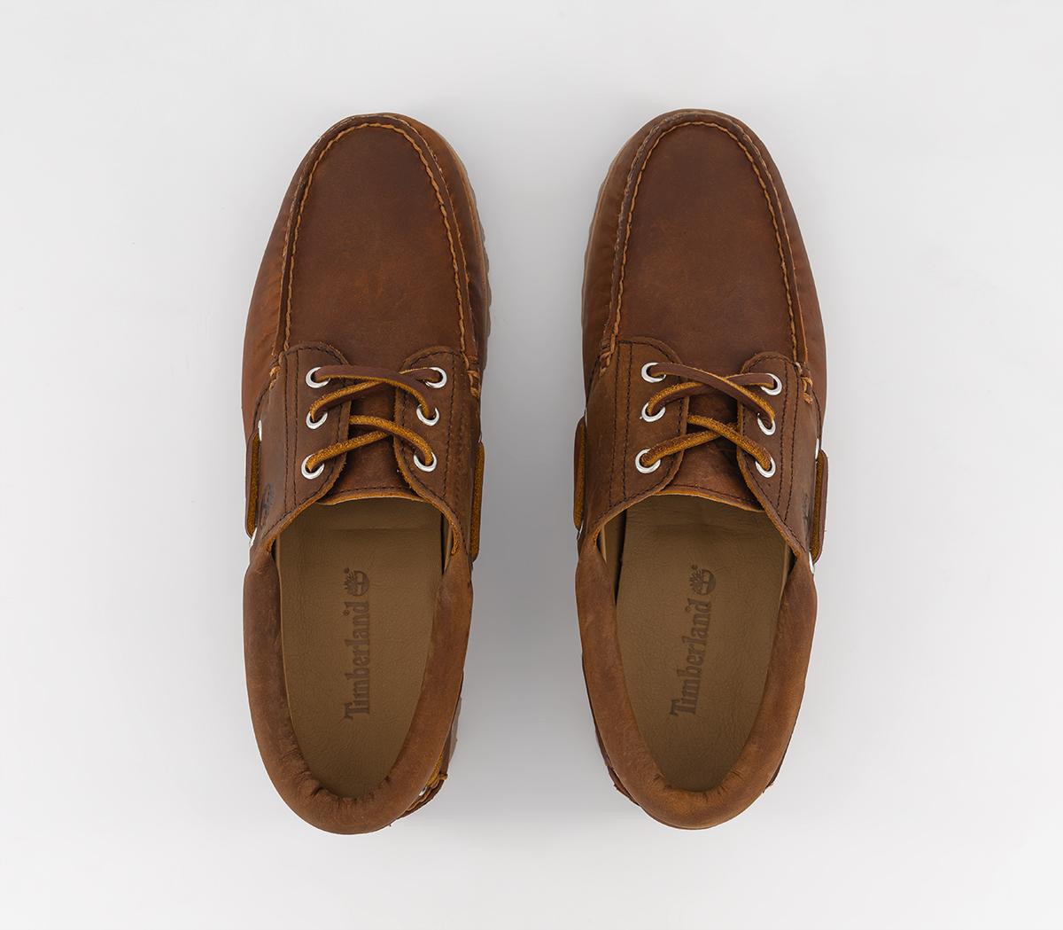 Timberland 3 Eye Classic Lug Boat Shoes Brown Leather - Men's Casual Shoes