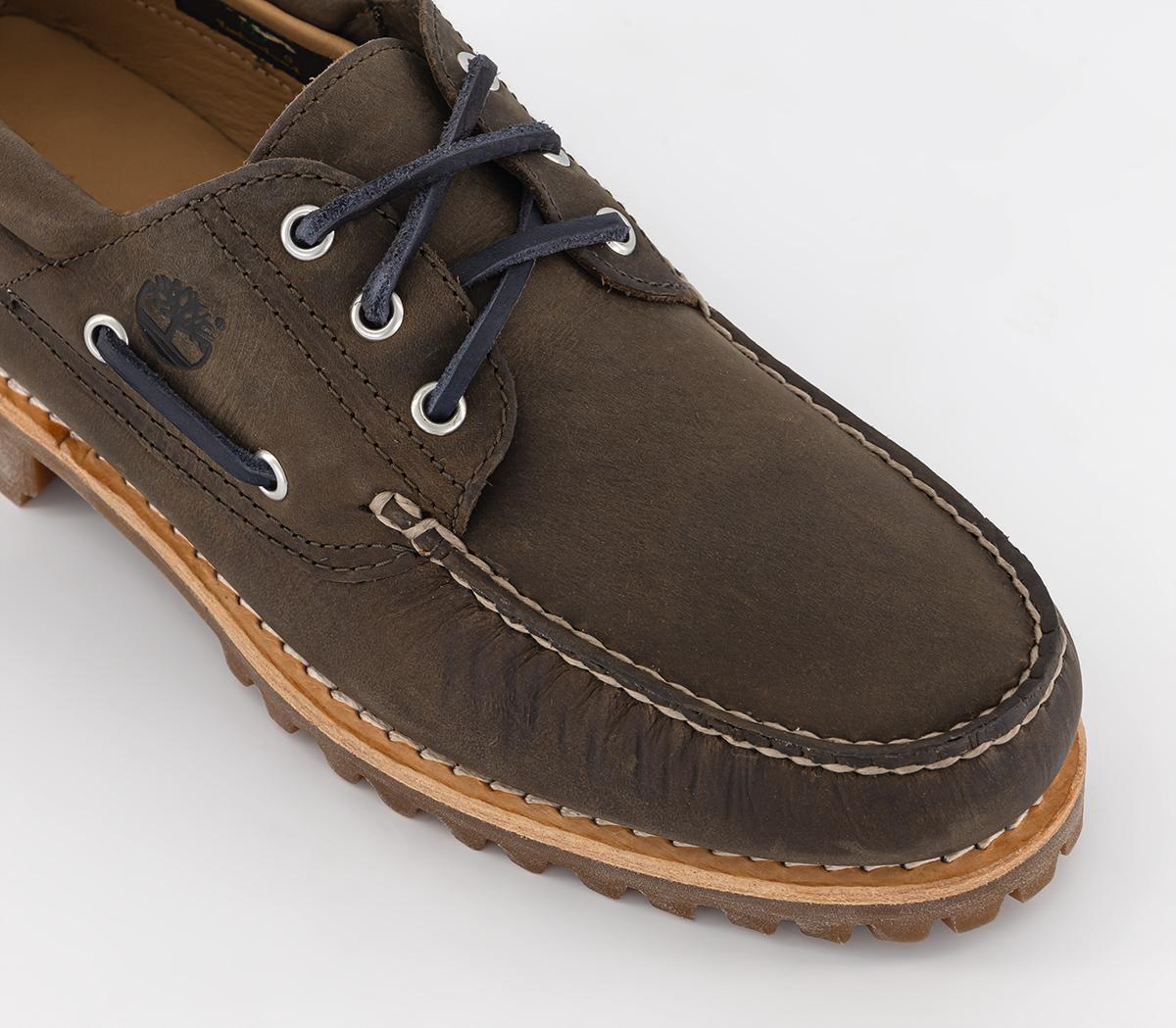 Timberland 3 Eye Classic Lug Boat Shoes Olive Men's Casual Shoes