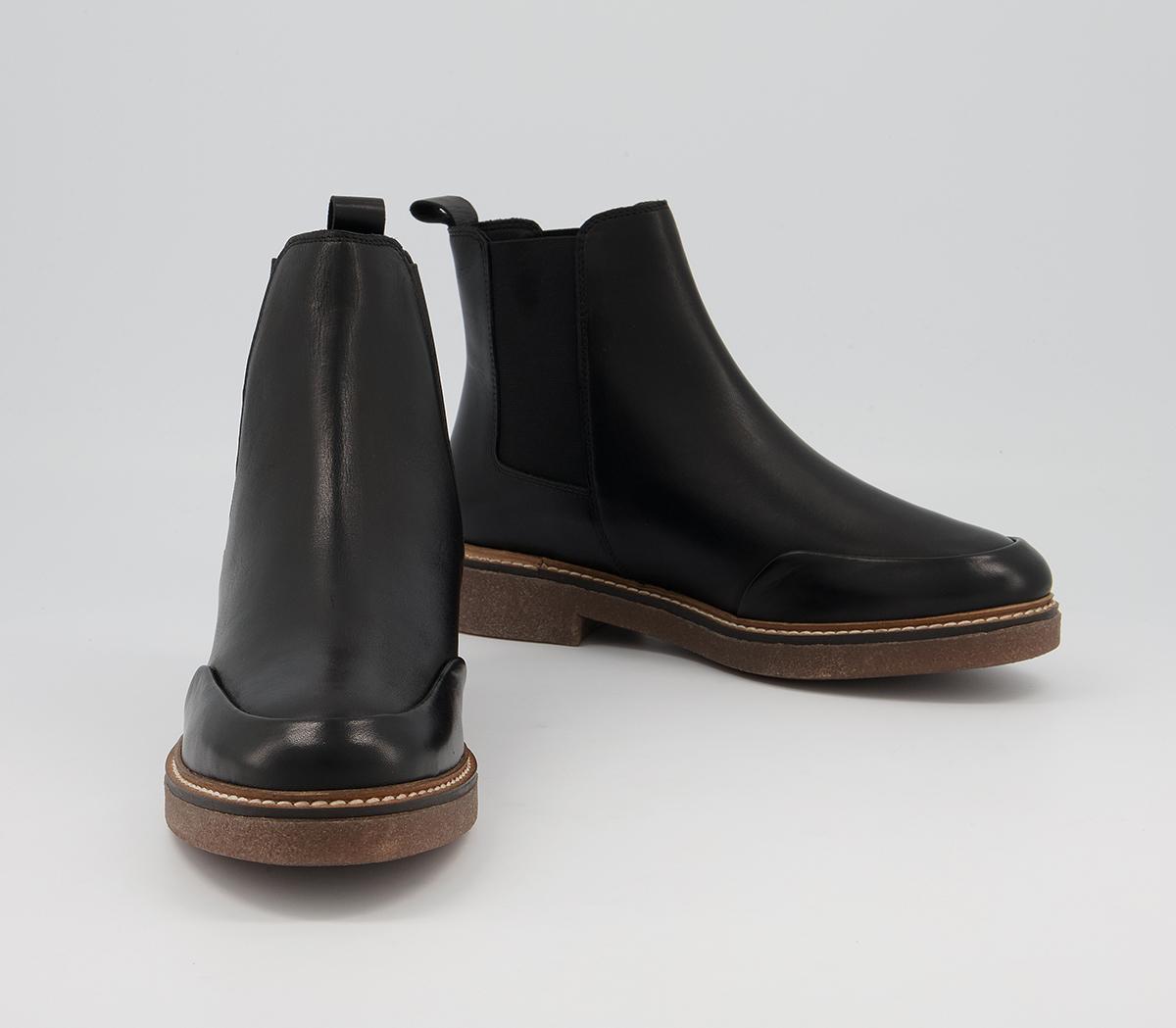 OFFICE Actioning Crepe Sole Chelsea Boots Black Leather - Women's Ankle ...