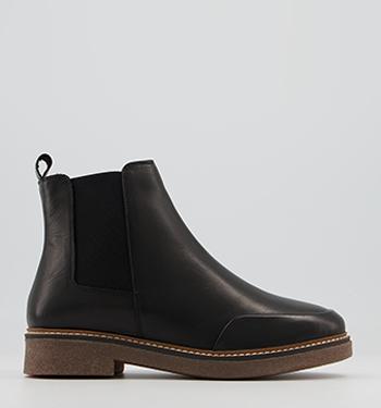 OFFICE Actioning Crepe Sole Chelsea Boots Black Leather