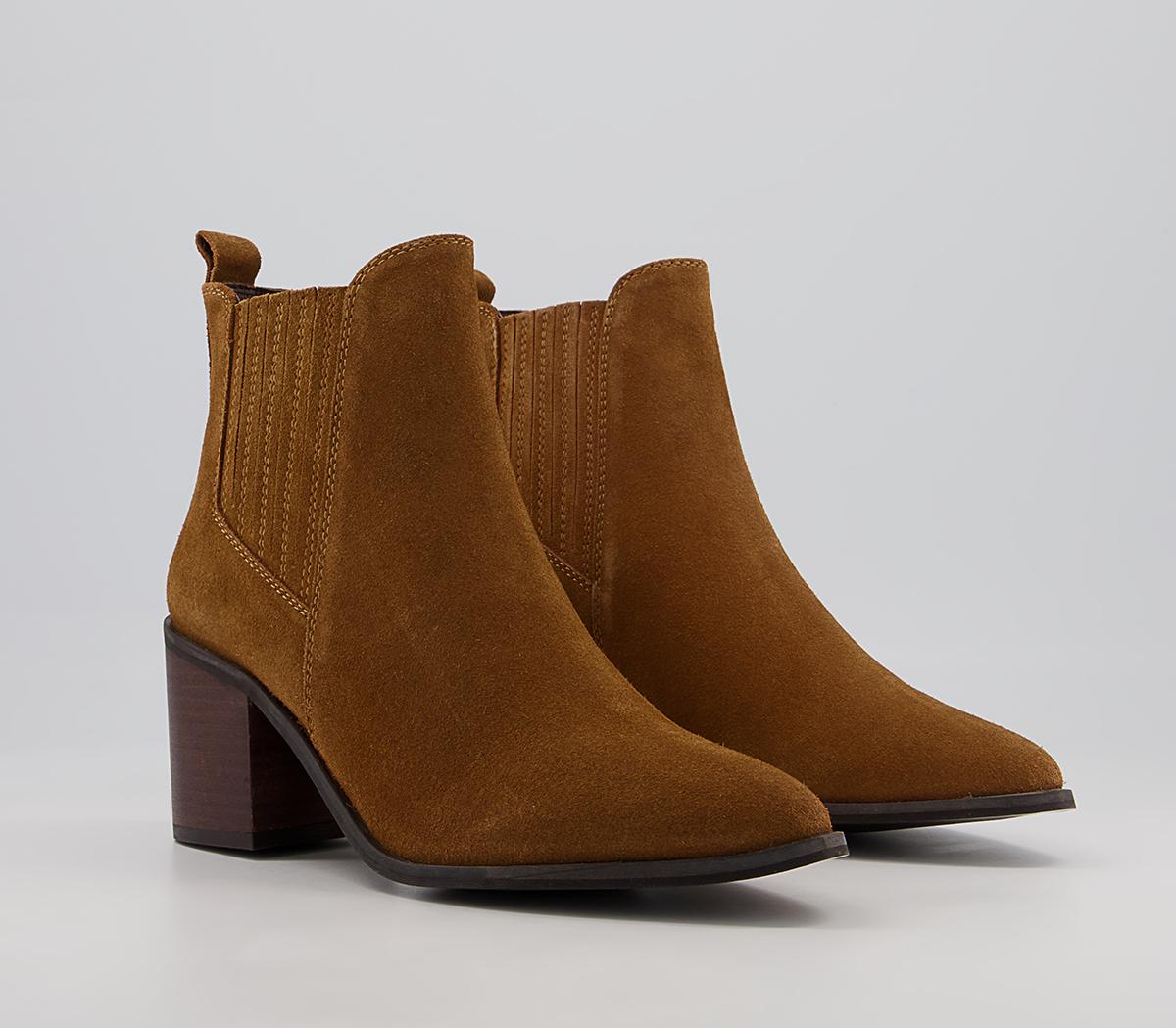 Office Alabama Block Heeled Almond Toe Chelsea Boots Office Alabama Block Heeled Almond Toe Chelsea Boots Tan Suede