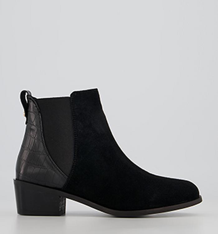 Office Arkansas Almond Toe Chelsea Ankle Boots Black Suede Leather