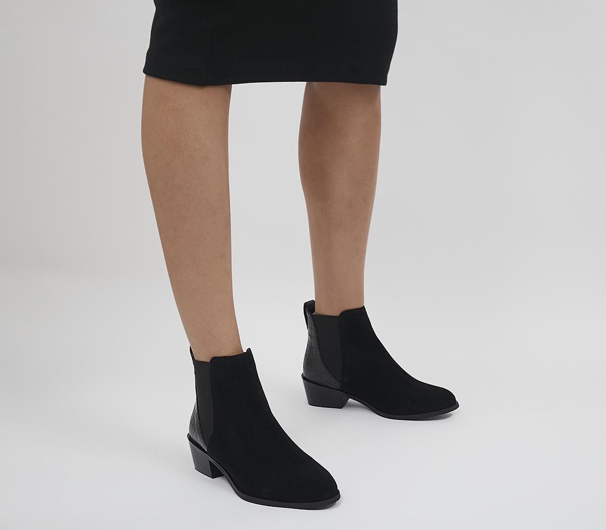 OfficeArkansas Almond Toe Chelsea Ankle BootsBlack Suede Leather