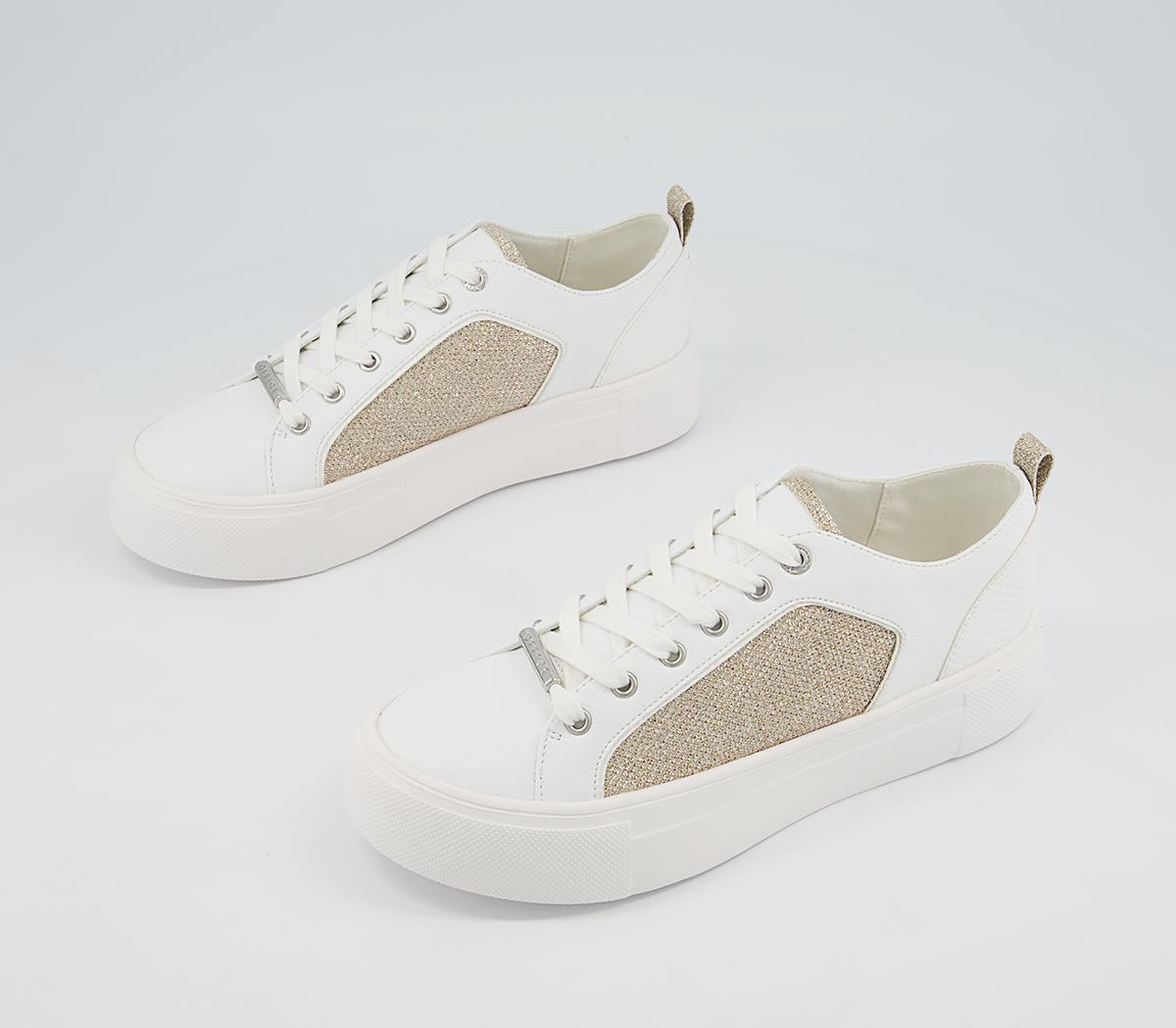 Office Fusing Flatform Lace Up Trainers Office Fusing Flatform Lace Up Trainers White Nude Mix