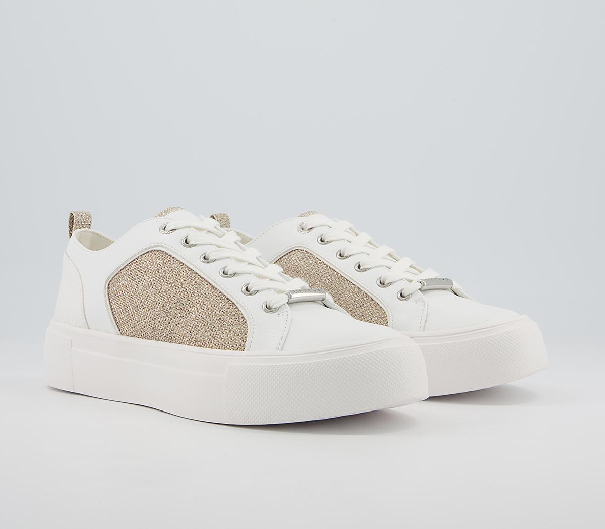Office Fusing Flatform Lace Up Trainers Office Fusing Flatform Lace Up Trainers White Nude Mix