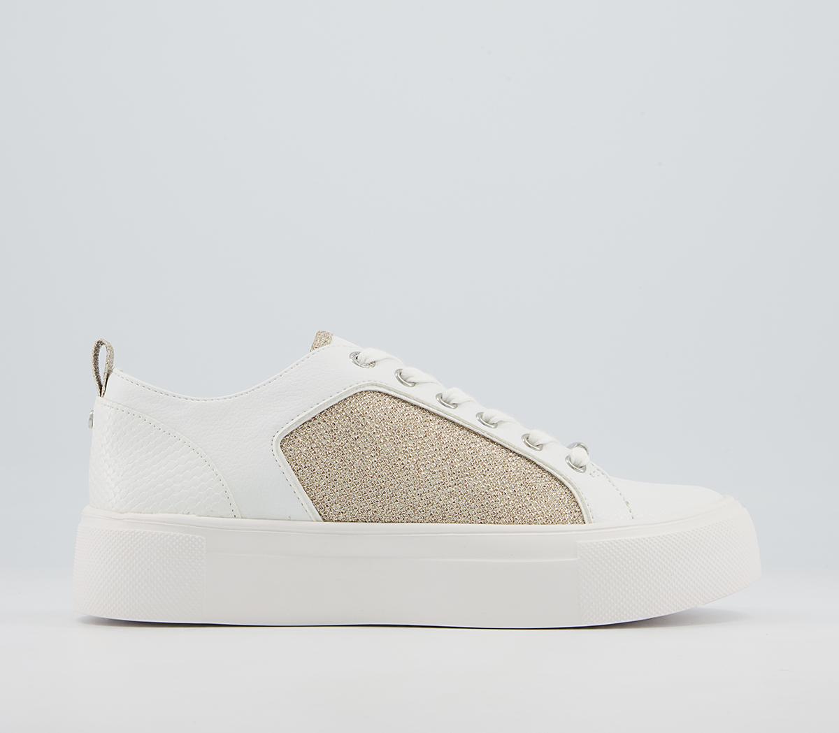 Office Fusing Flatform Lace Up Trainers Office Fusing Flatform Lace Up Trainers White Nude Mix