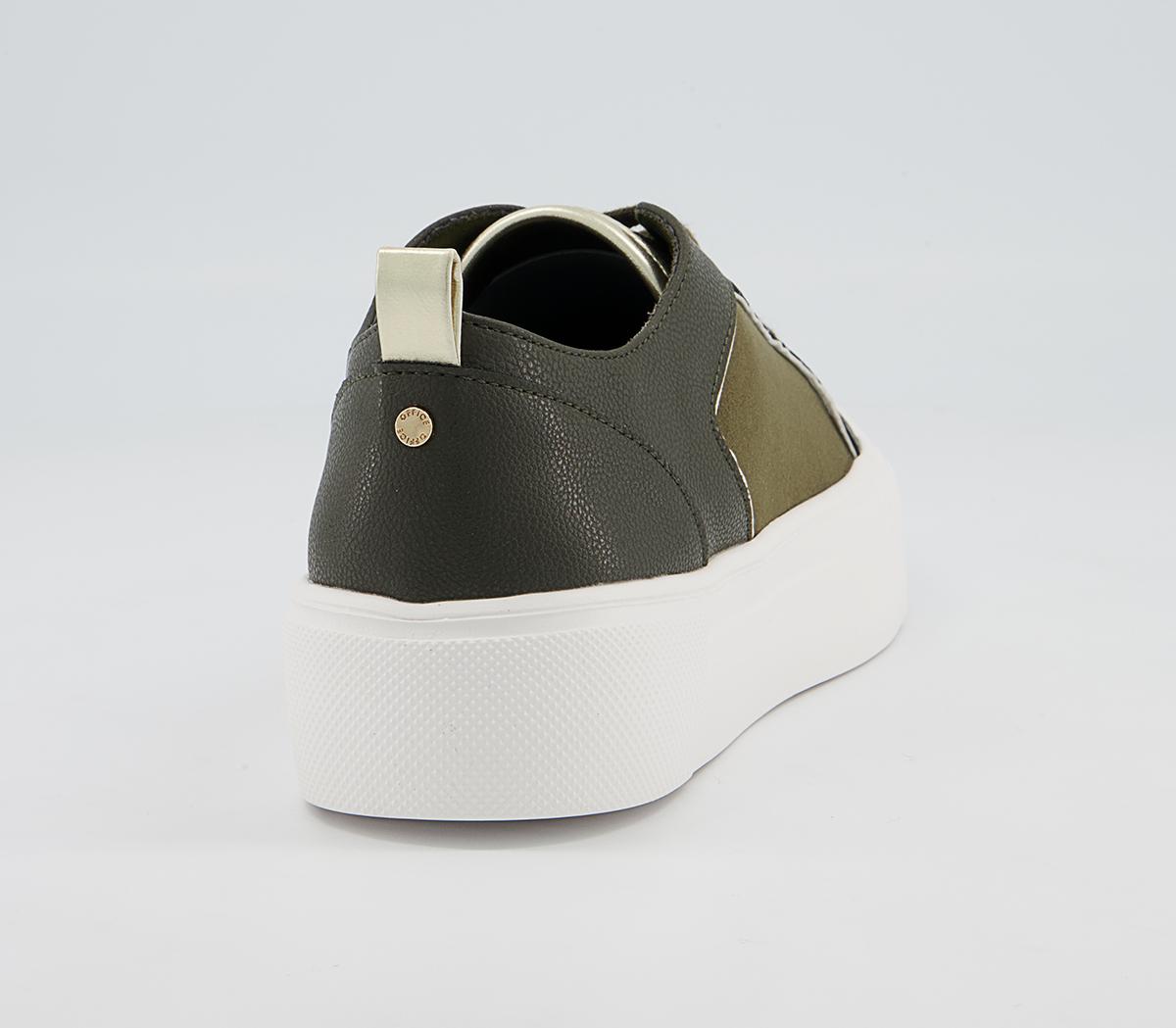 Office Fusing Flatform Lace Up Trainers Office Fusing Flatform Lace Up Trainers Khaki Metallic Mix
