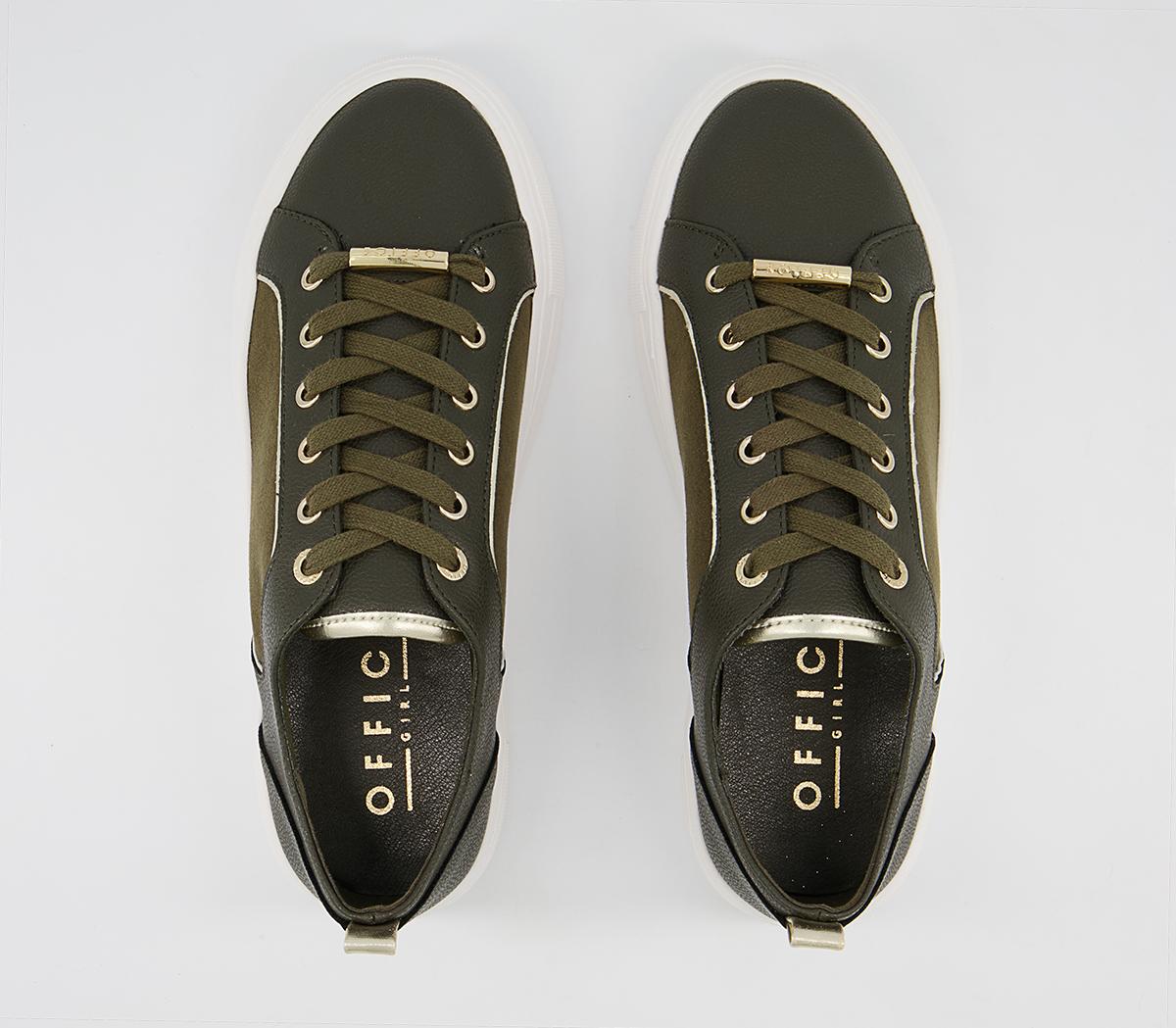 Office Fusing Flatform Lace Up Trainers Office Fusing Flatform Lace Up Trainers Khaki Metallic Mix