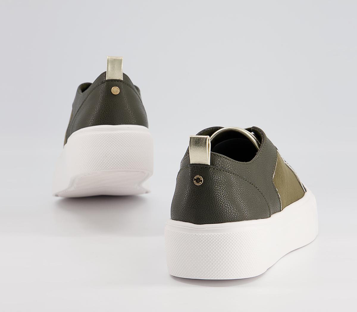 Office Fusing Flatform Lace Up Trainers Office Fusing Flatform Lace Up Trainers Khaki Metallic Mix