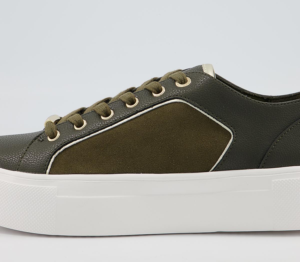 Office Fusing Flatform Lace Up Trainers Office Fusing Flatform Lace Up Trainers Khaki Metallic Mix