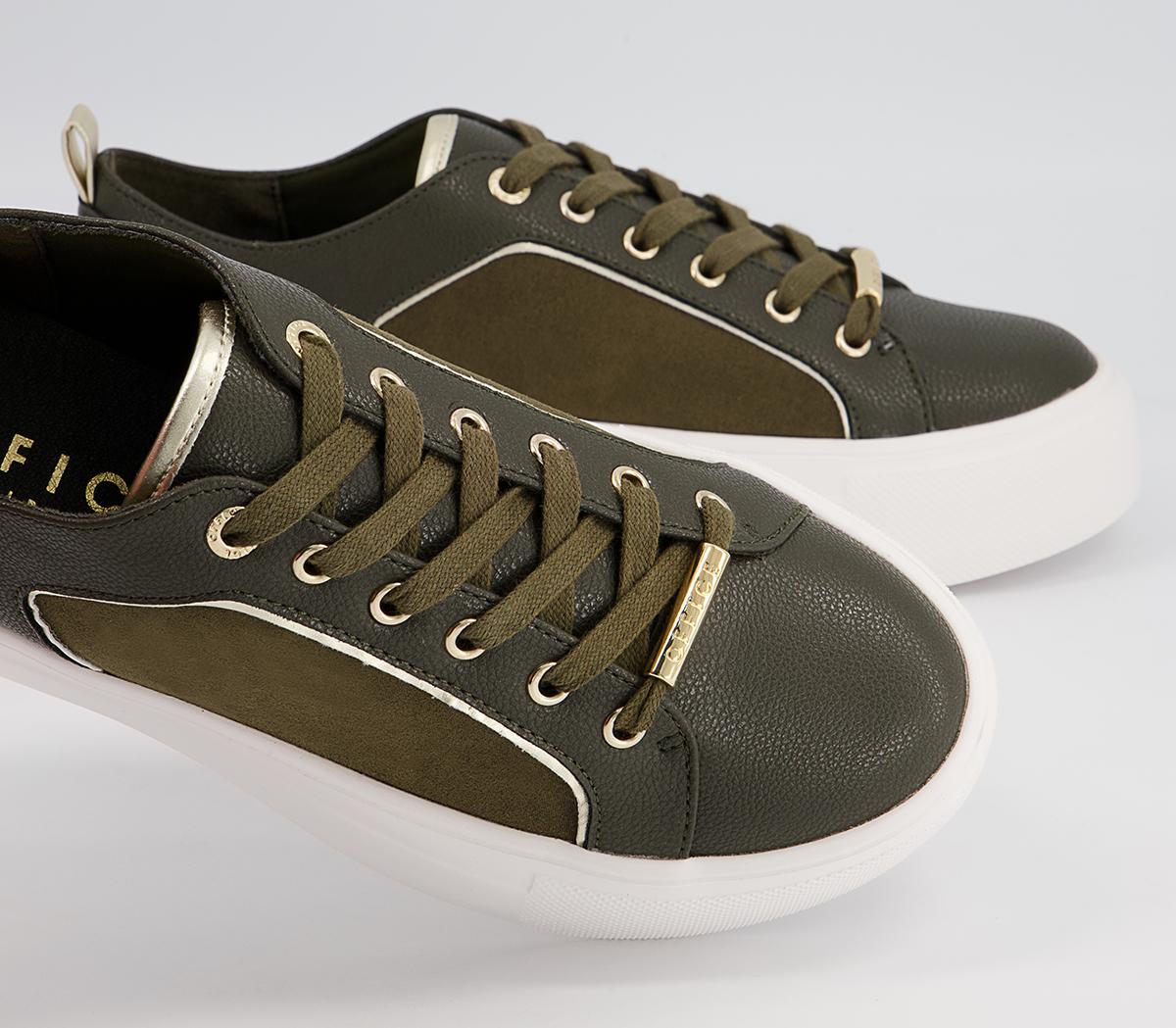 Office Fusing Flatform Lace Up Trainers Office Fusing Flatform Lace Up Trainers Khaki Metallic Mix