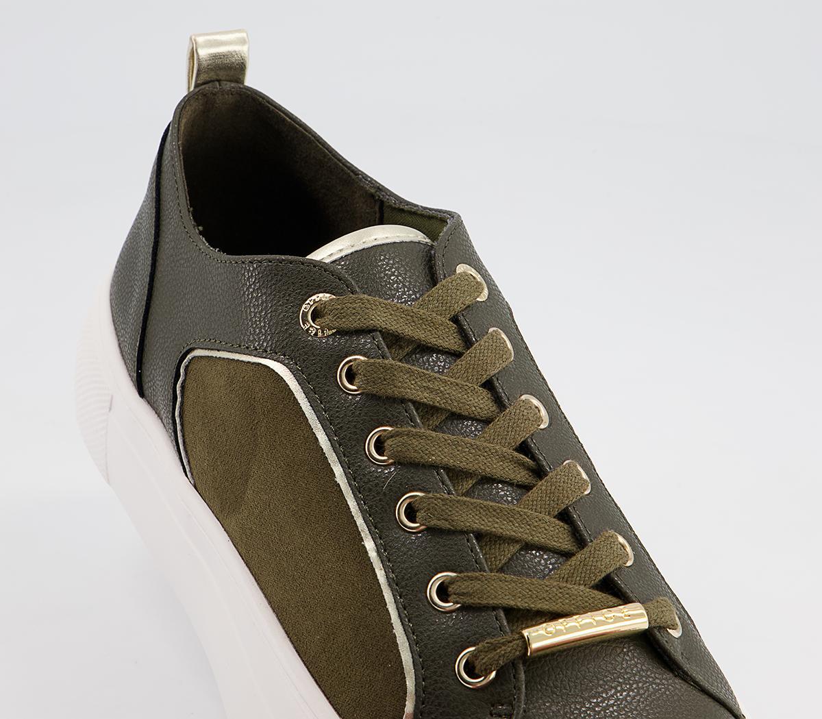 Office Fusing Flatform Lace Up Trainers Office Fusing Flatform Lace Up Trainers Khaki Metallic Mix