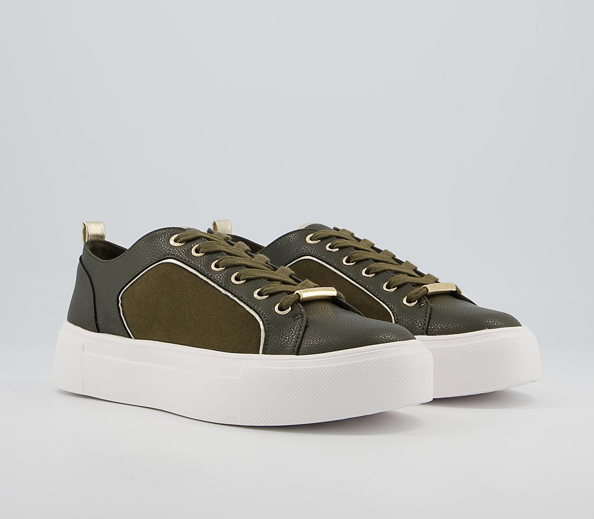 Office Fusing Flatform Lace Up Trainers Office Fusing Flatform Lace Up Trainers Khaki Metallic Mix