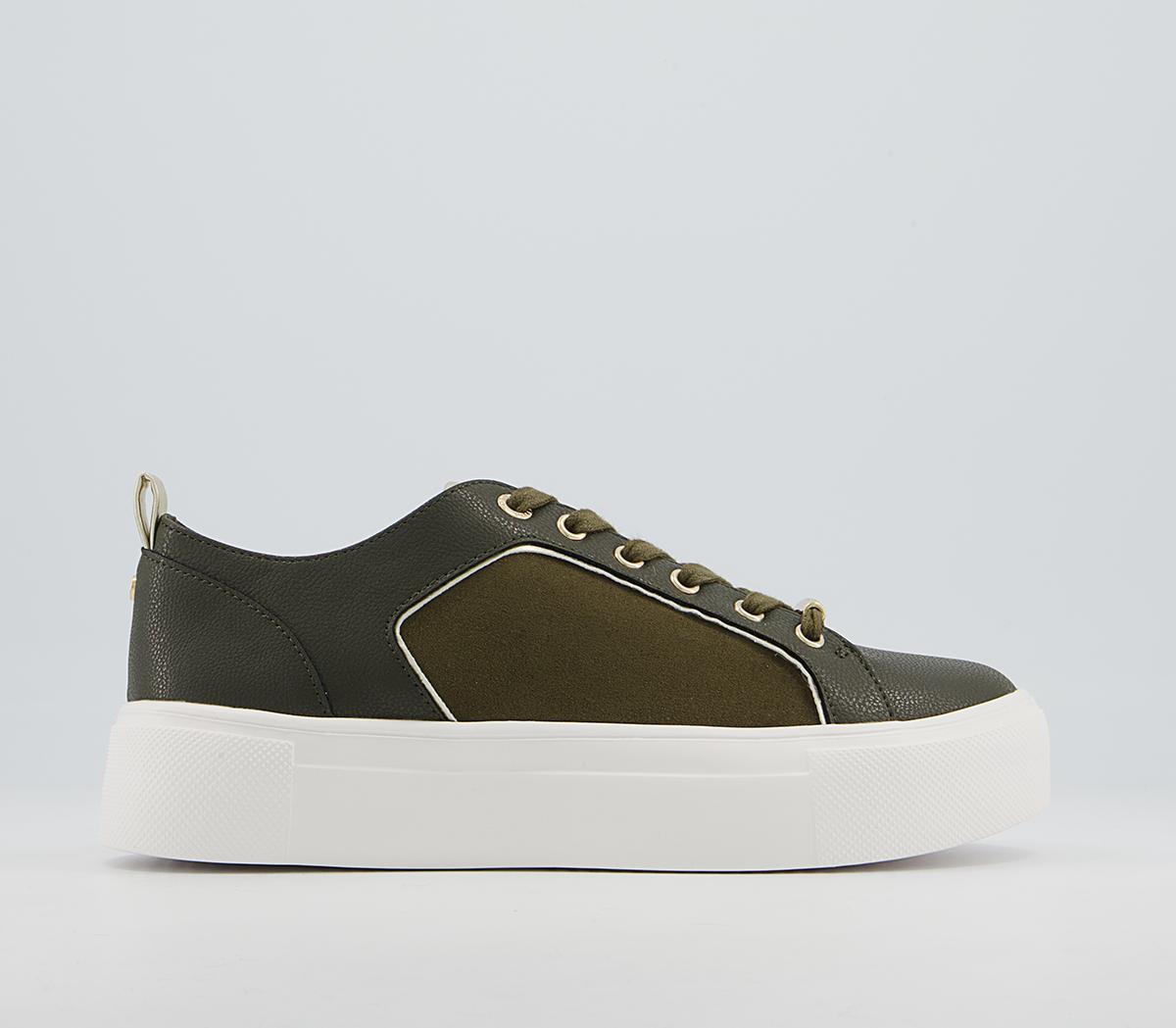 Office Fusing Flatform Lace Up Trainers Office Fusing Flatform Lace Up Trainers Khaki Metallic Mix