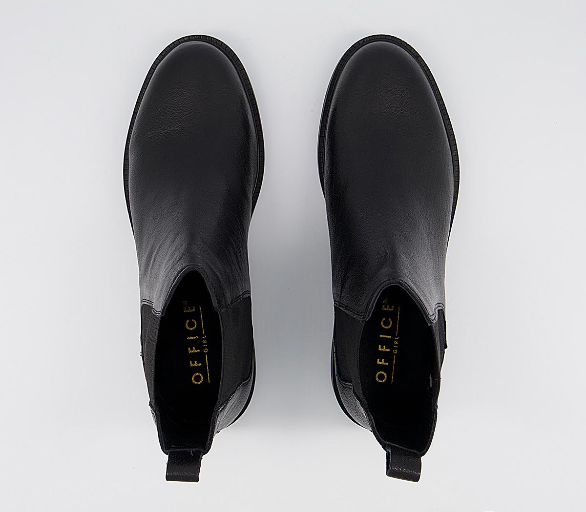 Office Artistry Chunky Smooth Sole Chelsea Ankle Boots Office Artistry Chunky Smooth Sole Chelsea Ankle Boots Black Leather