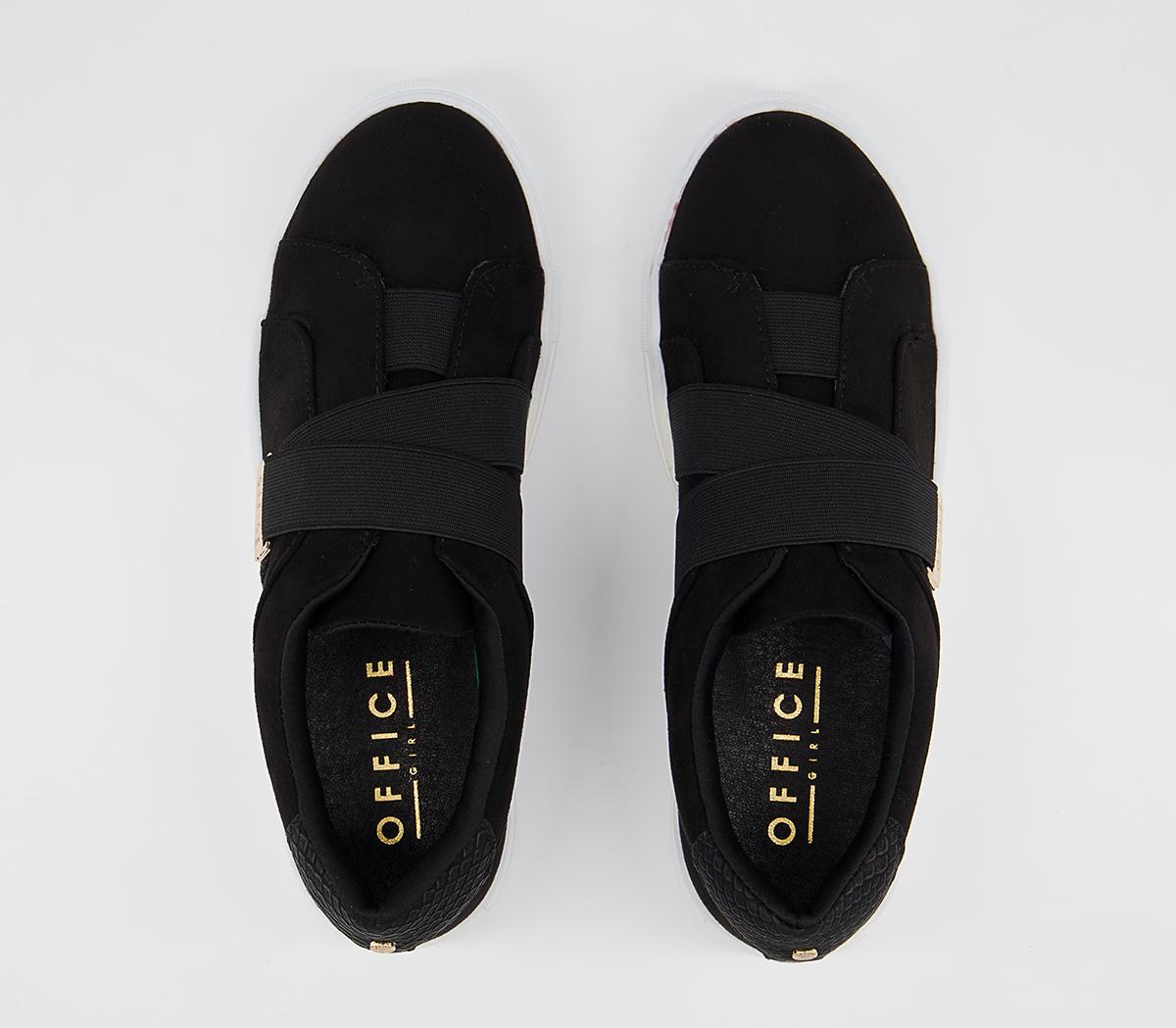 Office Faintly Double Strap Slip On Trainers Office Faintly Double Strap Slip On Trainers Black Mix