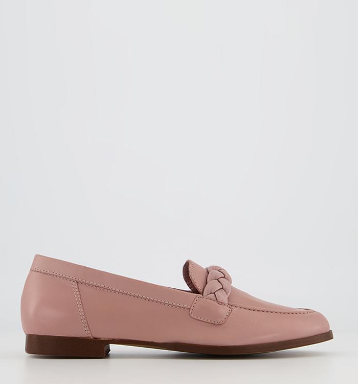 Office Flourishing Plaited Loafers Pale Pink Leather