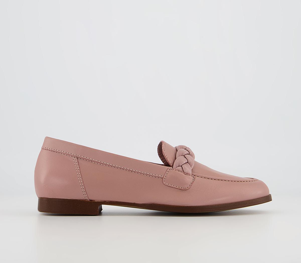OFFICE Flourishing Plaited Loafers Pale Pink Leather - Flat Shoes for Women