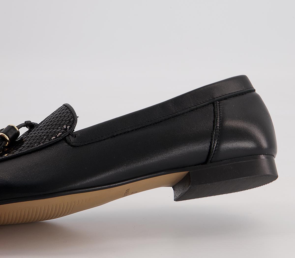 Office Flick Retro Tassel Loafers Office Flick Retro Tassel Loafers Black Leather Snake Mix