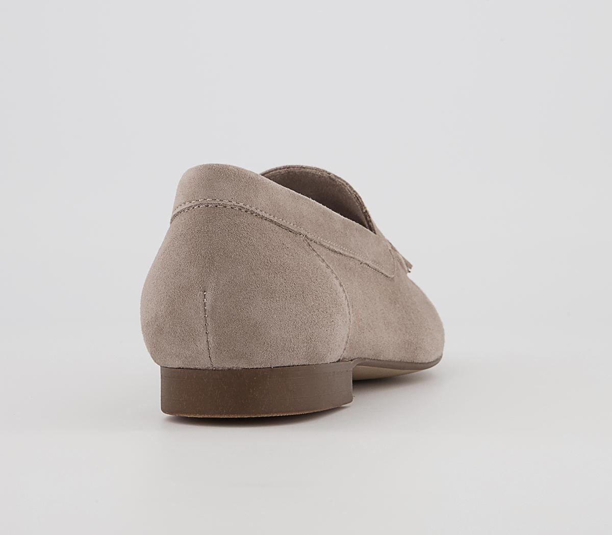 OFFICE Flick Retro Tassel Loafers OFFICE Flick Retro Tassel Loafers Taupe Suede