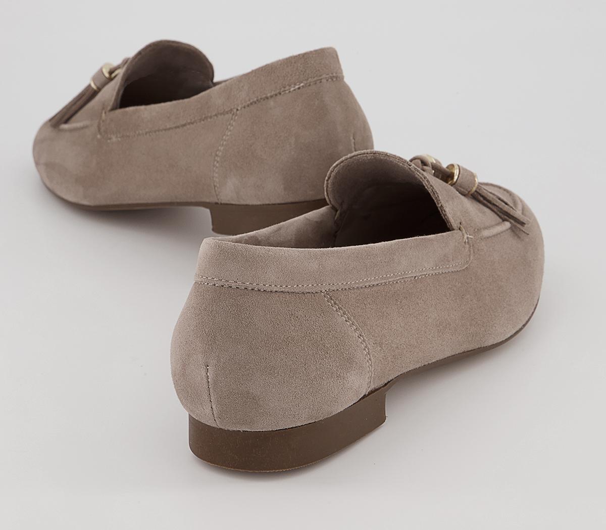 OFFICE Flick Retro Tassel Loafers OFFICE Flick Retro Tassel Loafers Taupe Suede