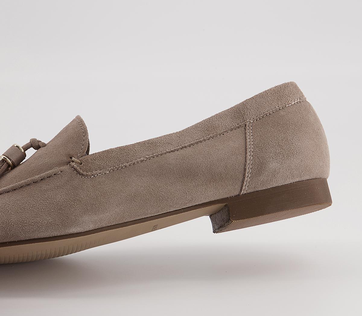 OFFICE Flick Retro Tassel Loafers OFFICE Flick Retro Tassel Loafers Taupe Suede