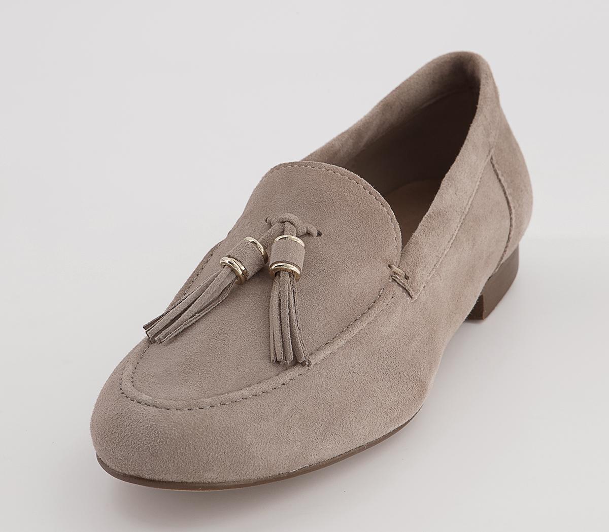 OFFICE Flick Retro Tassel Loafers OFFICE Flick Retro Tassel Loafers Taupe Suede