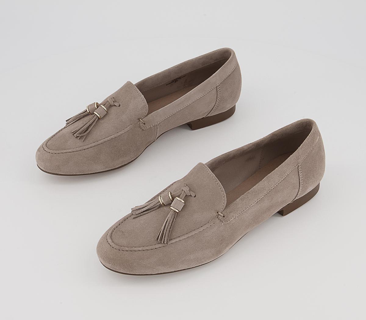 OFFICE Flick Retro Tassel Loafers OFFICE Flick Retro Tassel Loafers Taupe Suede