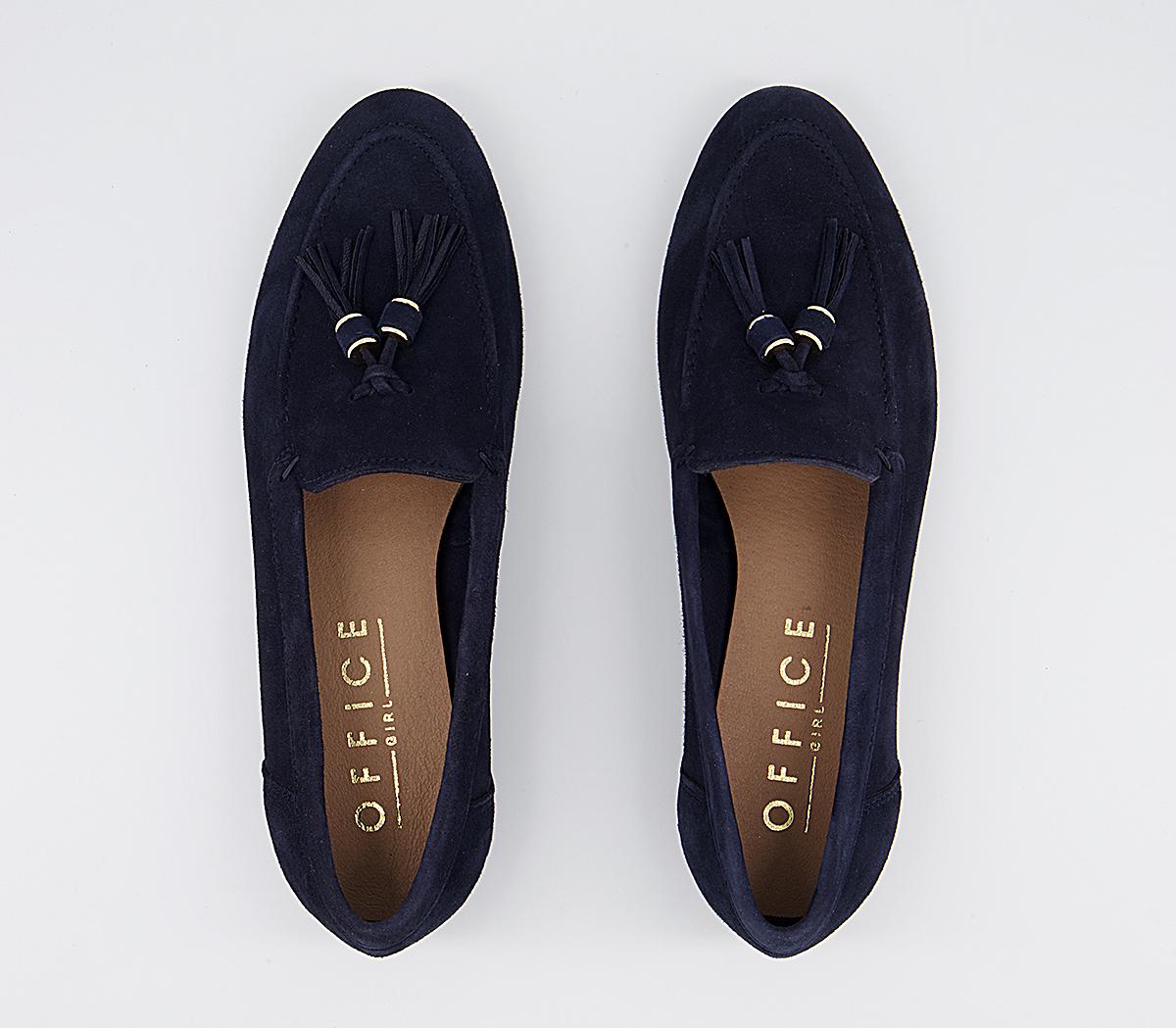 Office Flick Retro Tassel Loafers Office Flick Retro Tassel Loafers Navy Suede