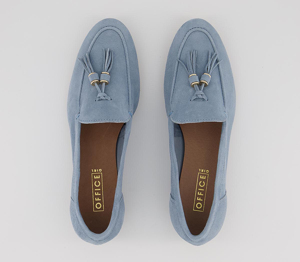 Office Flick Retro Tassel Loafers Office Flick Retro Tassel Loafers Light Blue Suede