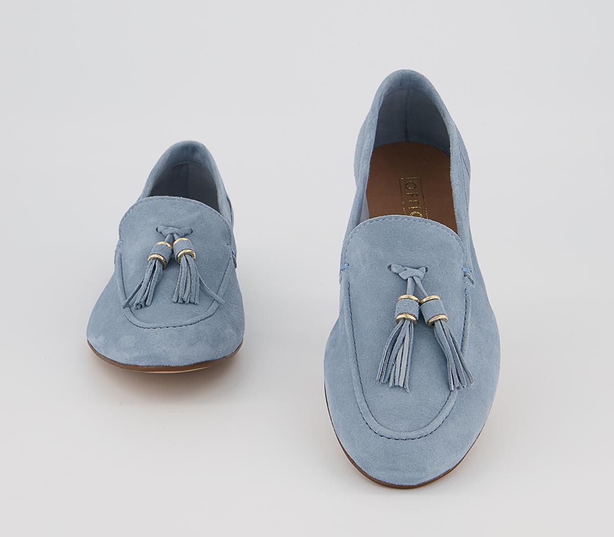 Office Flick Retro Tassel Loafers Office Flick Retro Tassel Loafers Light Blue Suede