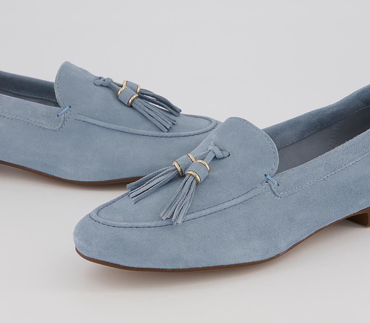 Office Flick Retro Tassel Loafers Office Flick Retro Tassel Loafers Light Blue Suede