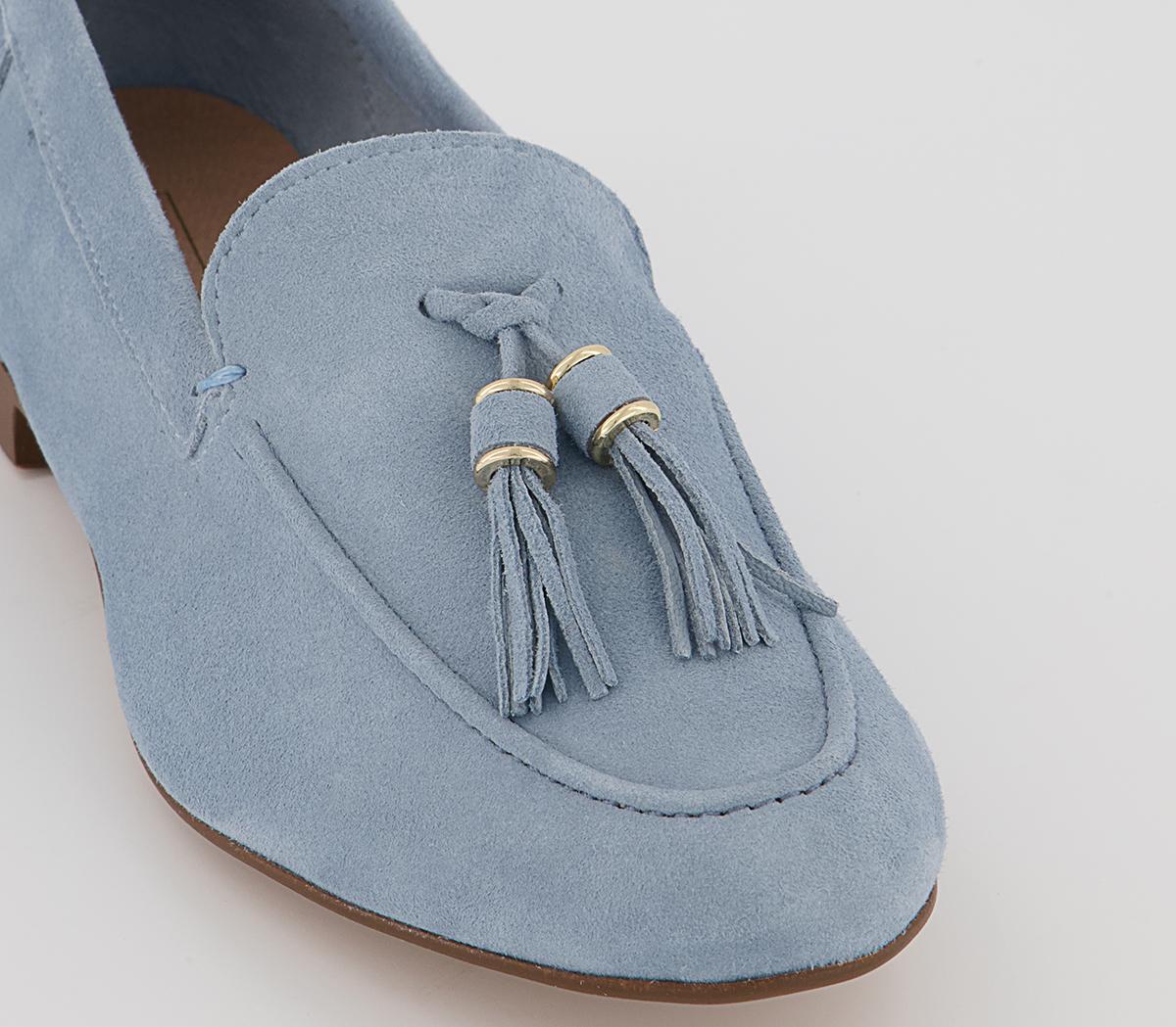 Office Flick Retro Tassel Loafers Office Flick Retro Tassel Loafers Light Blue Suede