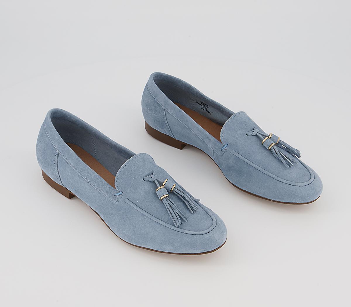 Office Flick Retro Tassel Loafers Office Flick Retro Tassel Loafers Light Blue Suede