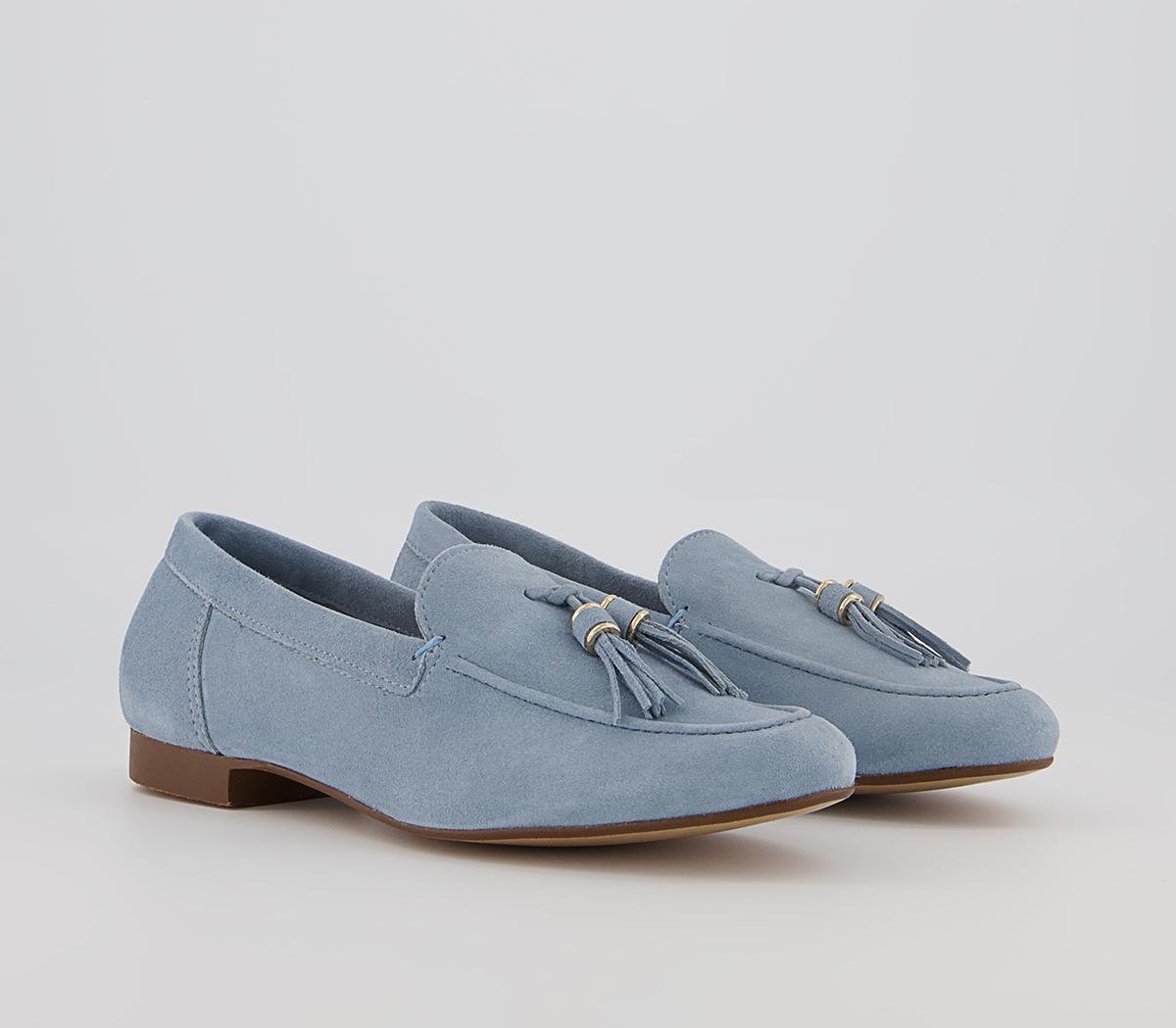 Office Flick Retro Tassel Loafers Office Flick Retro Tassel Loafers Light Blue Suede