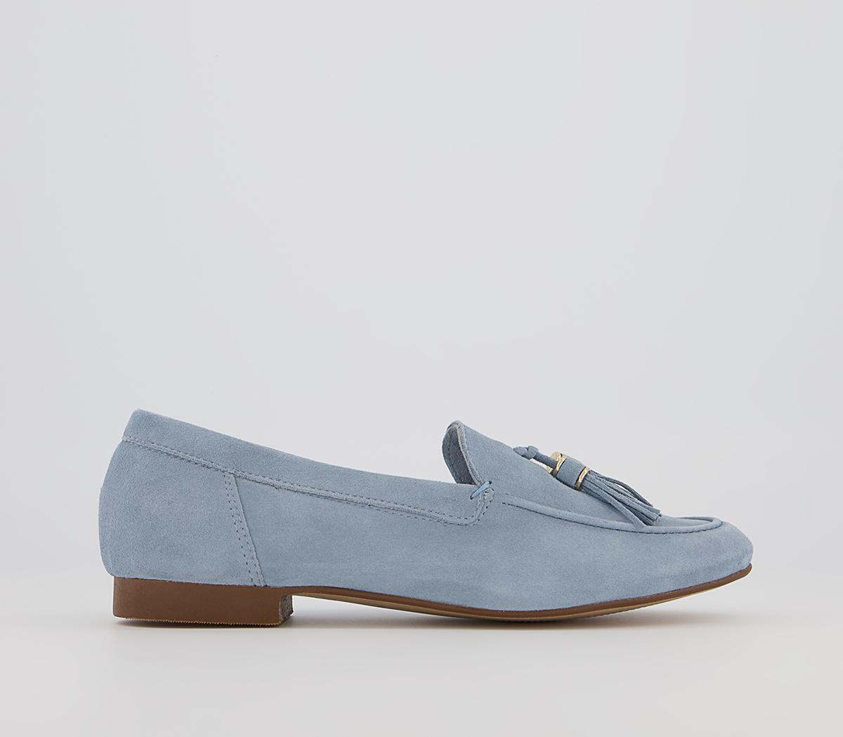 Office Flick Retro Tassel Loafers Office Flick Retro Tassel Loafers Light Blue Suede
