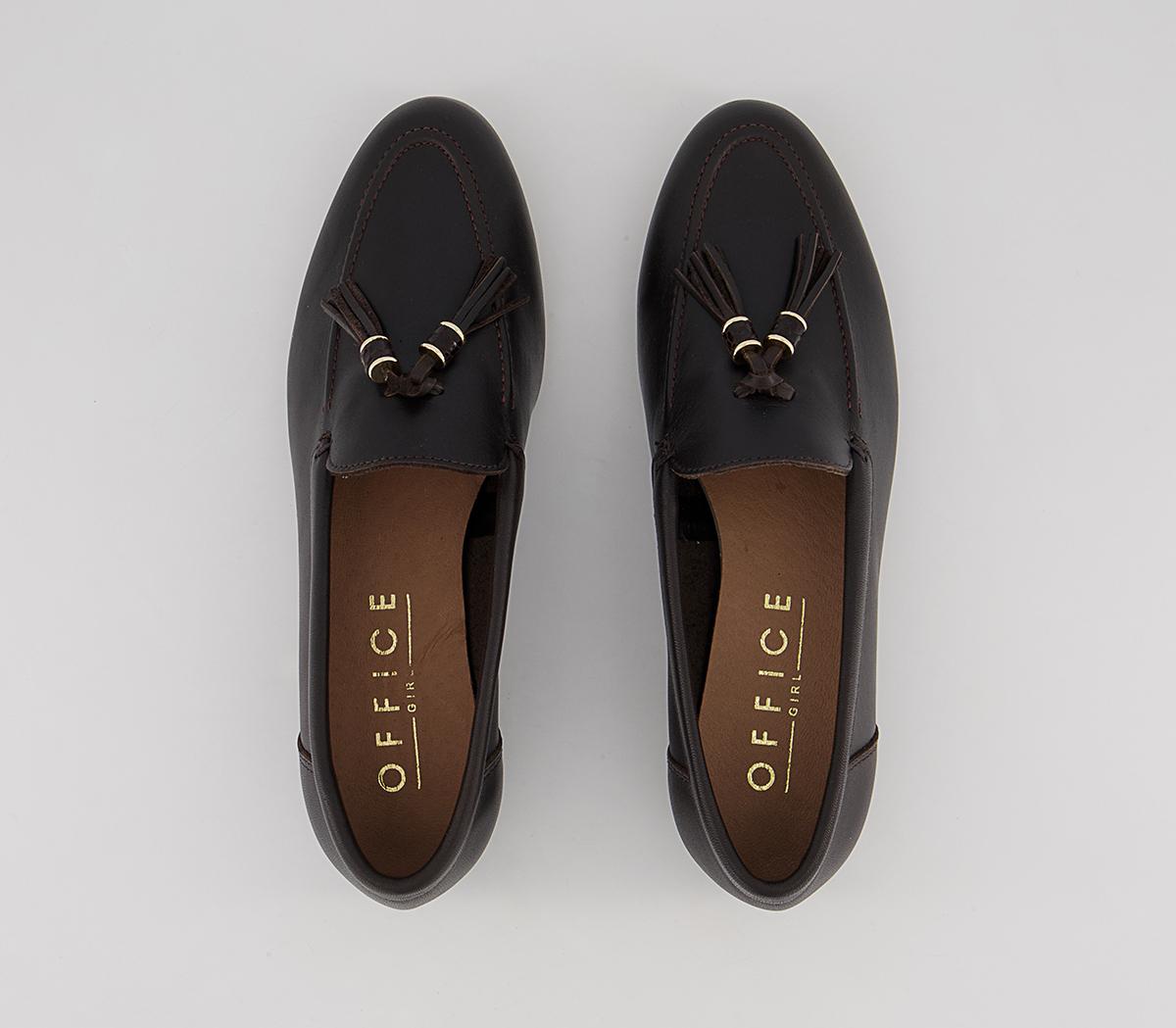 Office Flick Retro Tassel Loafers Office Flick Retro Tassel Loafers Chocolate Leather