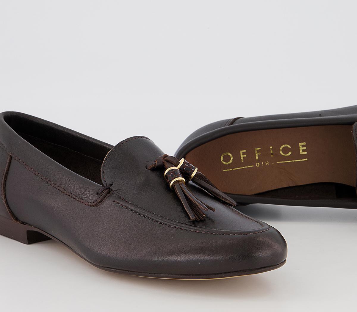 Office Flick Retro Tassel Loafers Office Flick Retro Tassel Loafers Chocolate Leather