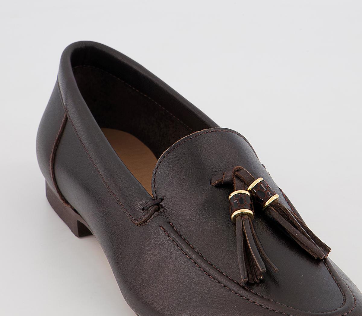 Office Flick Retro Tassel Loafers Office Flick Retro Tassel Loafers Chocolate Leather