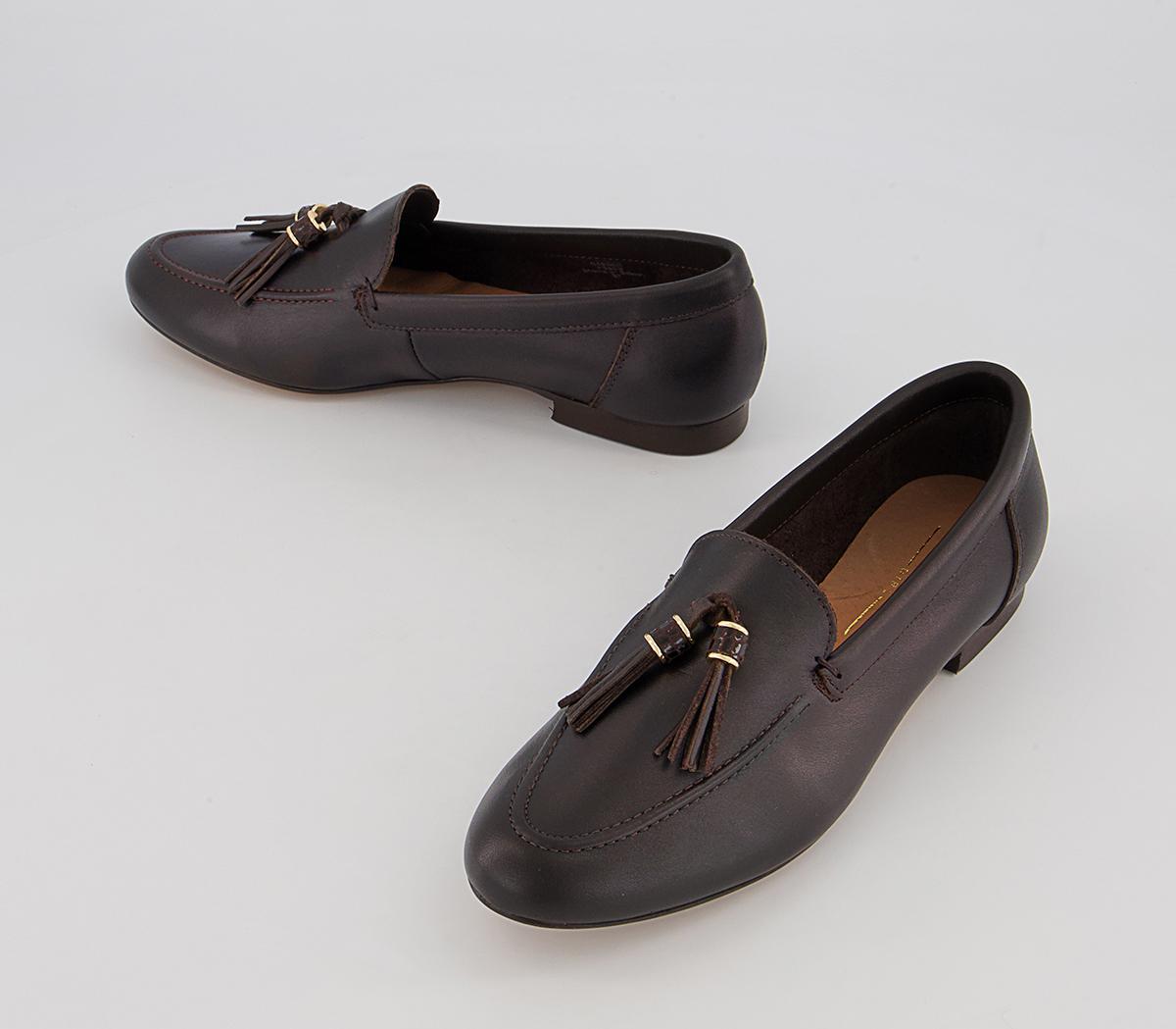 Office Flick Retro Tassel Loafers Office Flick Retro Tassel Loafers Chocolate Leather