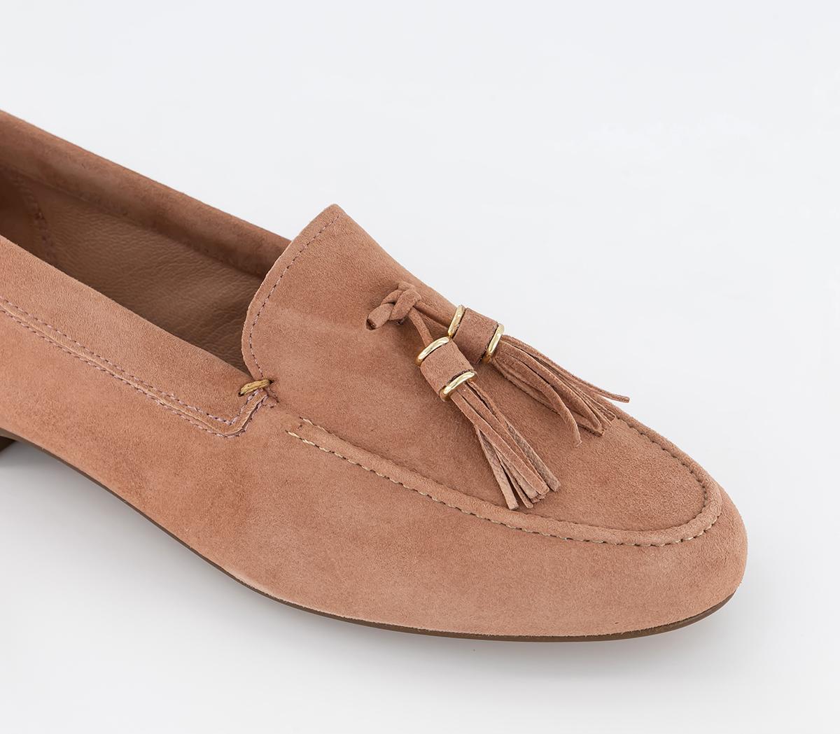 OFFICE Flick Retro Tassel Loafers OFFICE Flick Retro Tassel Loafers Blush Suede