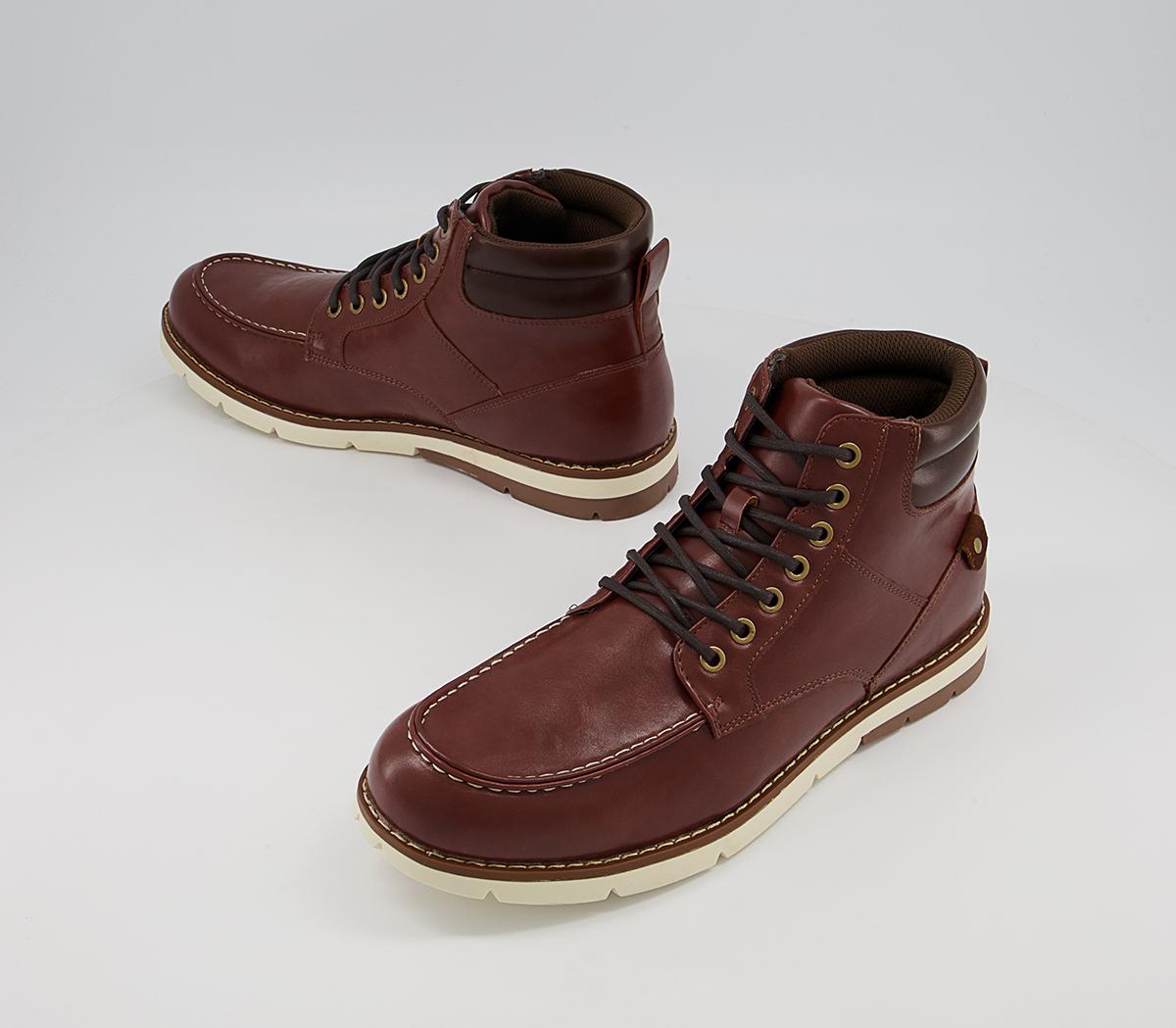 OFFICE Blaney Apron Toe Mid Boots Red Brown - Men’s Boots