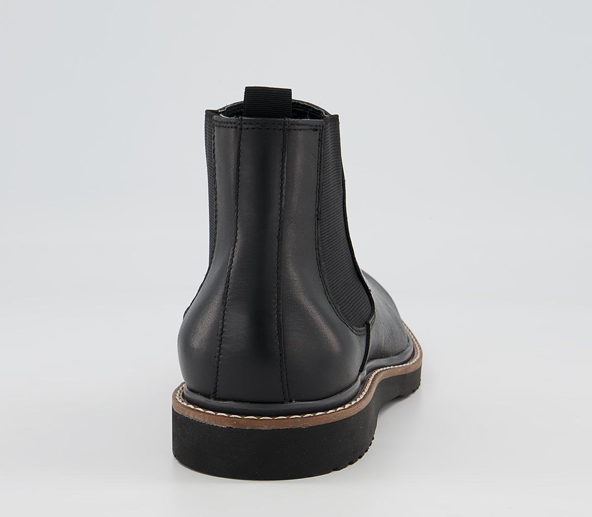 OFFICE Bolton Wedge Chelsea Boots Black Leather - Men’s Boots