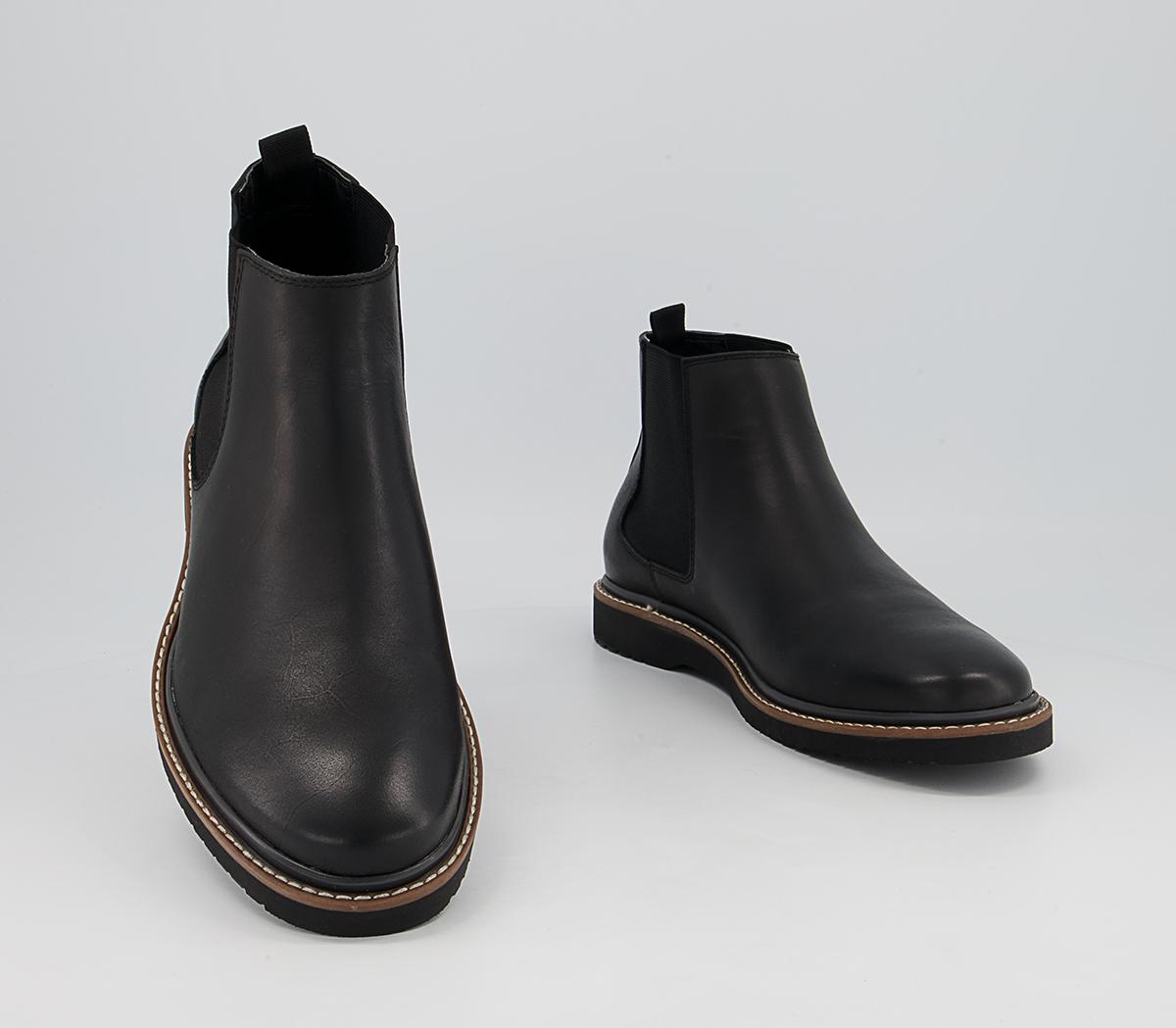OFFICE Bolton Wedge Chelsea Boots Black Leather - Men’s Boots