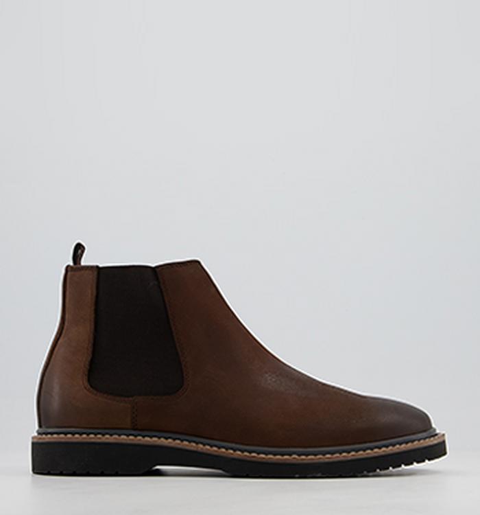 Office Bolton Wedge Chelsea Boots Brown Leather