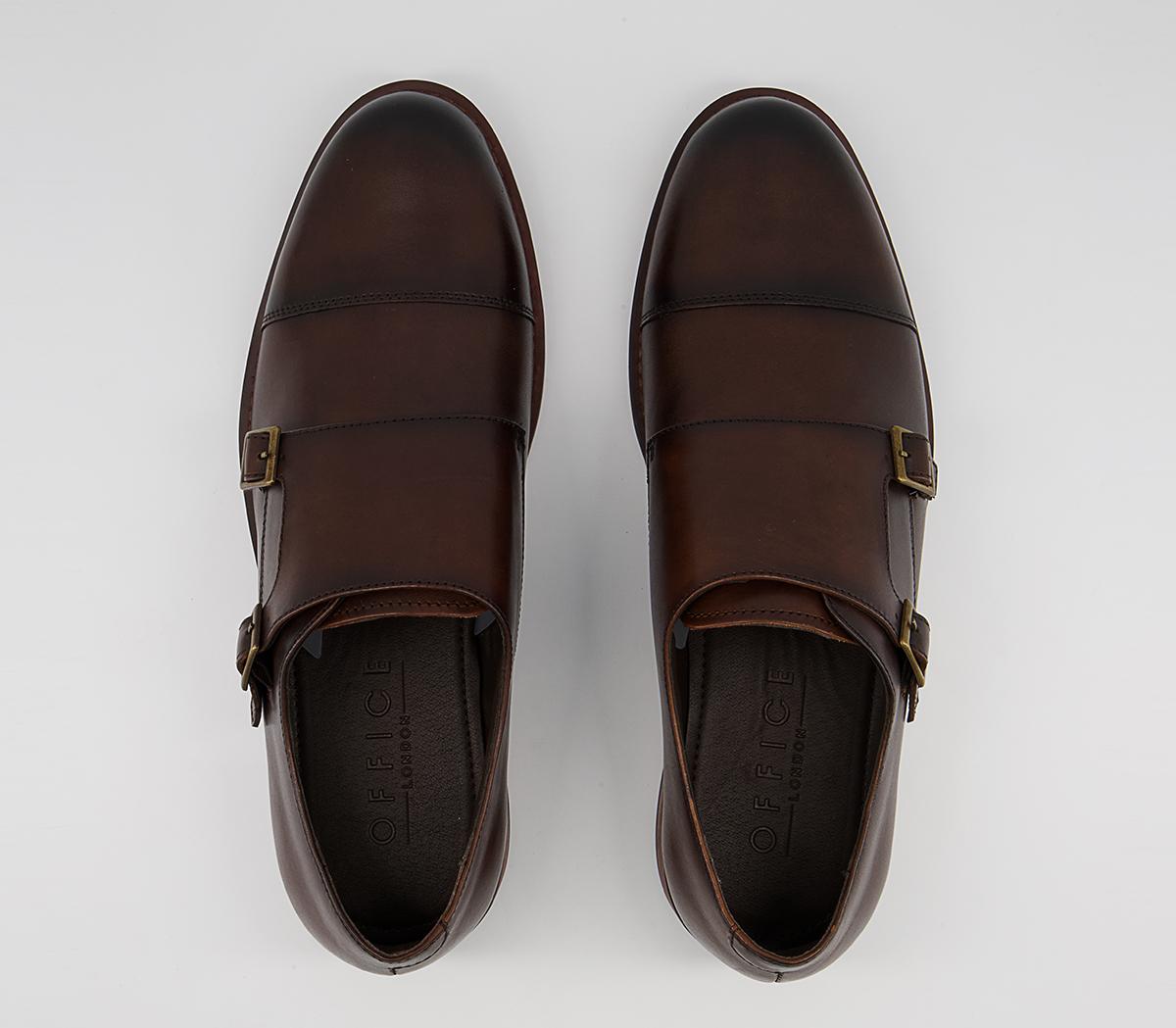 Office Malvern Toecap Monk Shoes Office Malvern Toecap Monk Shoes Brown Leather
