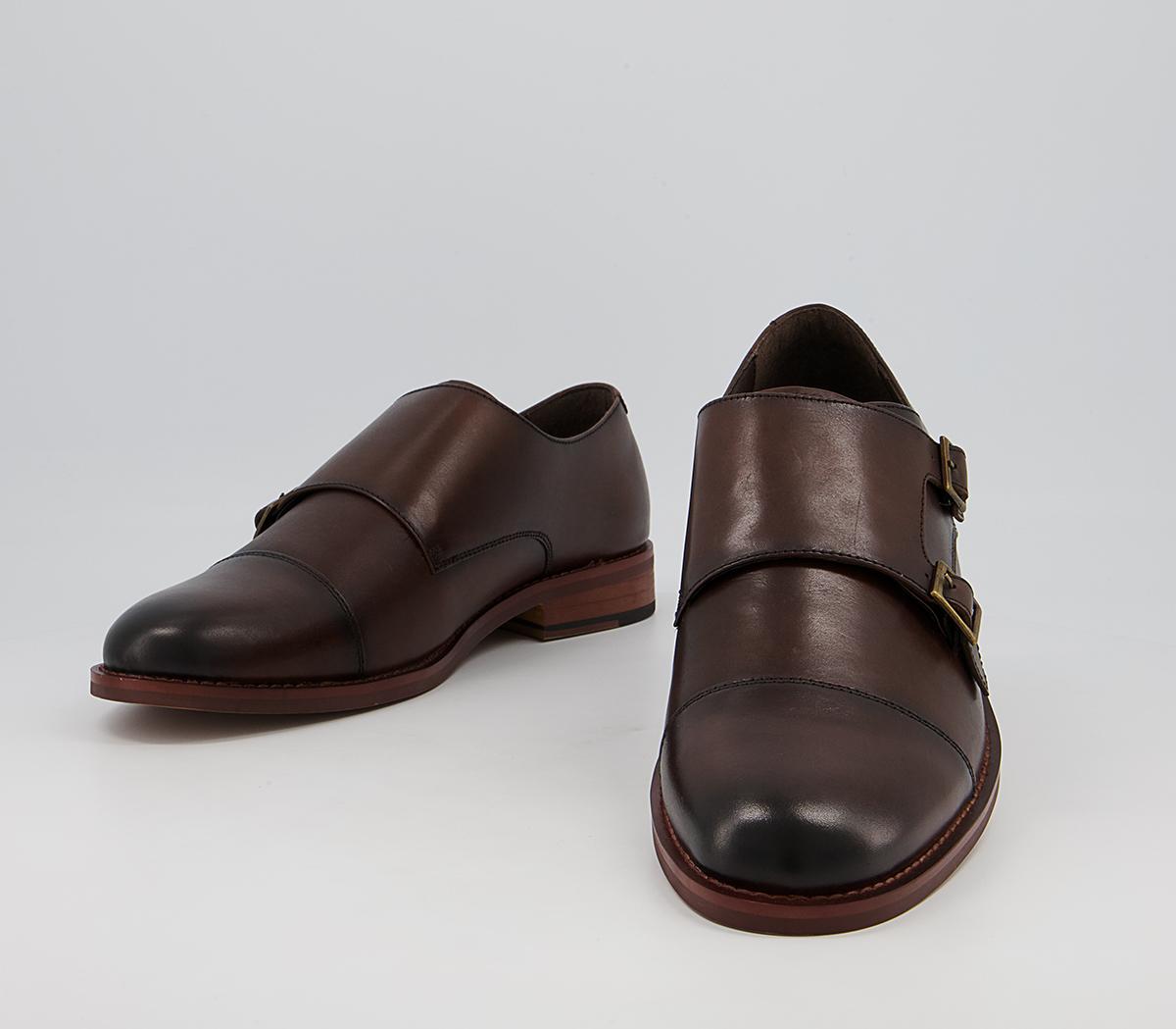Office Malvern Toecap Monk Shoes Office Malvern Toecap Monk Shoes Brown Leather