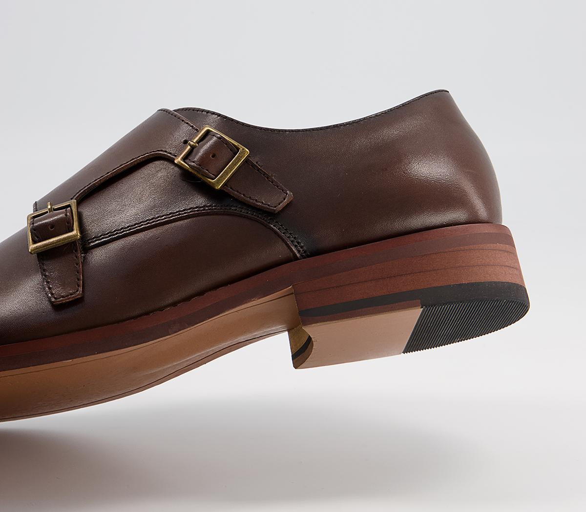 Office Malvern Toecap Monk Shoes Office Malvern Toecap Monk Shoes Brown Leather